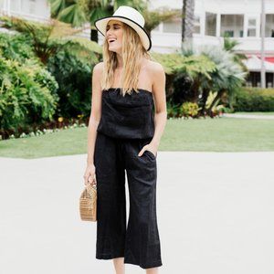 Joie Sadia Linen Strapless Jumpsuit